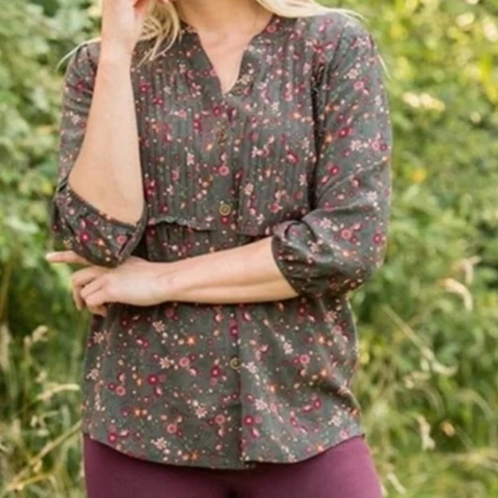 MATILDA JANE Afternoon Stroll Floral Buttondown Blouse Top
